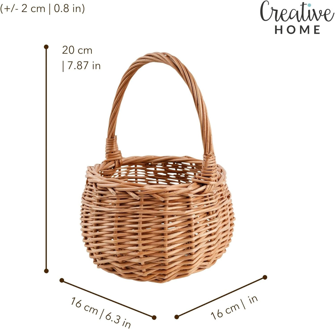 Creative Home Osterkorb Kleiner Weidenkorb mit Henkel | Klein 16 x 16 x 20 cm (+/- 2 cm) | Handgeflo