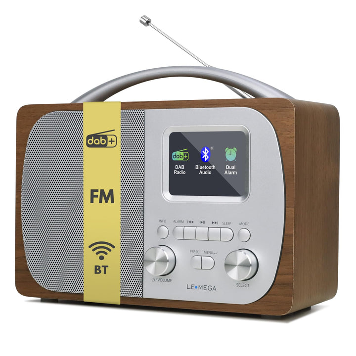 LEMEGA DR5 Tragbares DAB/DAB+ Digitalradio,Radio Holz mit Bluetooth 5.3,UKW-Radio für die Küche oder