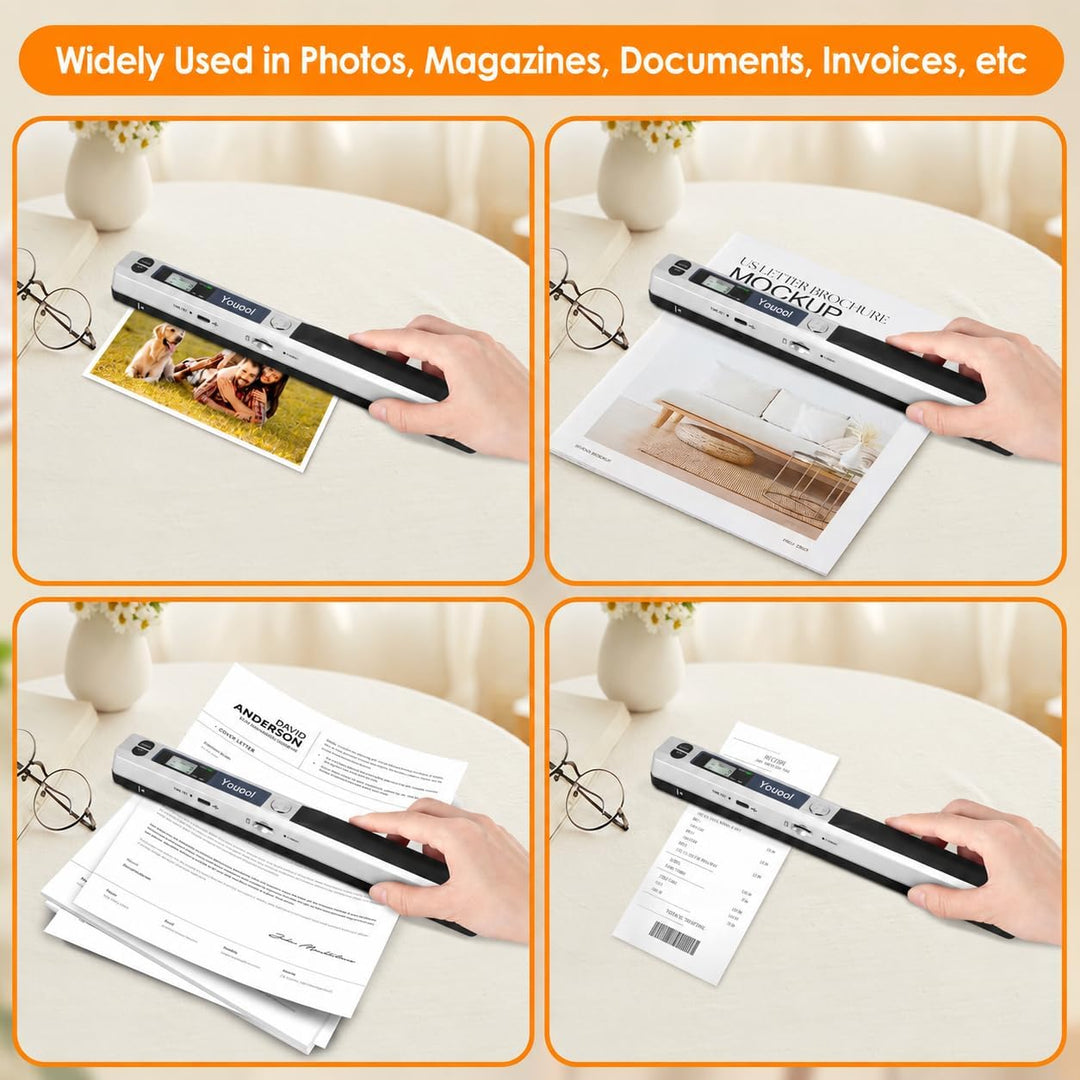 A4 Tragbarer Scanner 900 DPI Farbscannen A4 Handscanner | USB Bildscanner Dokumentenscanner im JPG/P