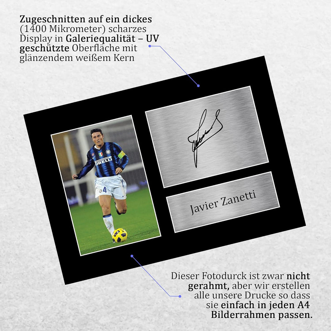 HWC Trading A4 Javier Zanetti Inter Mailand Gifts Autogramm-Bild für Fussballfans und Fans (ungerahm