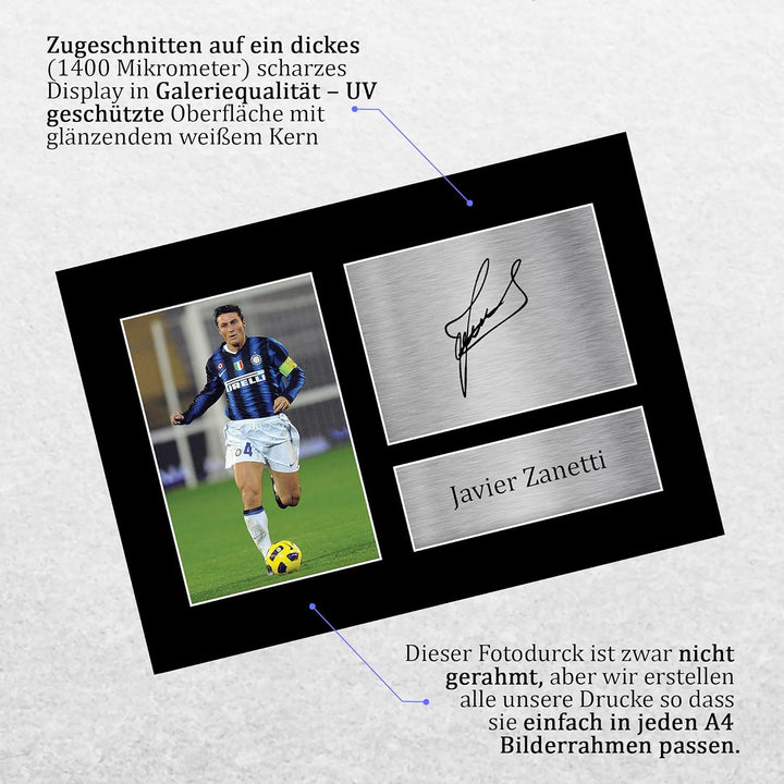 HWC Trading A4 Javier Zanetti Inter Mailand Gifts Autogramm-Bild für Fussballfans und Fans (ungerahm