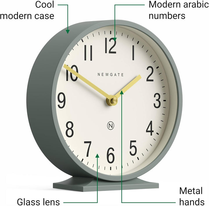 NEWGATE® Q Kaminsims Uhr | Moderne Klassische runde kaminuhr | Spargel grün | Zeitgenössischer Stil