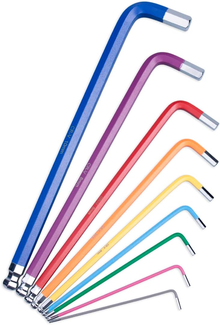 Awang Innensechskant Satz, 9tlg Innensechskantschlüssel HX mit Kugelkopf 1.5mm-10mm, Cr-V-Stahl, Pro