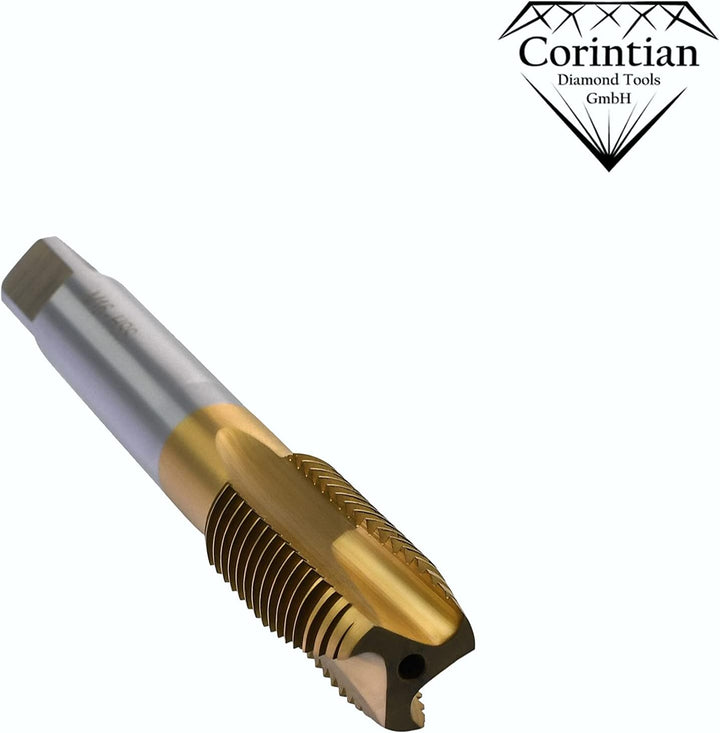 Corintian HSS TiN Gewindeschneider Form D, Ø M2 - M20, Gerade Nut, Universal Gewindebohrer, Maschine