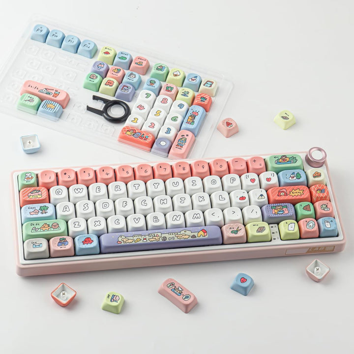 Tsungup PBT Keycaps, Custom Cute Keycaps 126 Tasten MOA Profil Dye-Sublimation Keycap Set Kompatibel