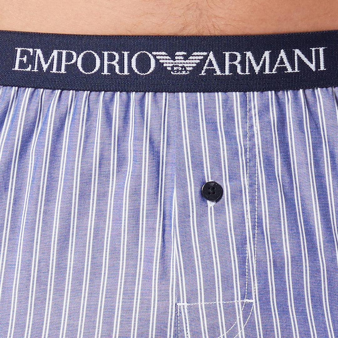 Emporio Armani Underwear Herren Yarn Dyed Woven Pyjama Boxer S Marin Vert. Stripe, S Marin Vert. Str