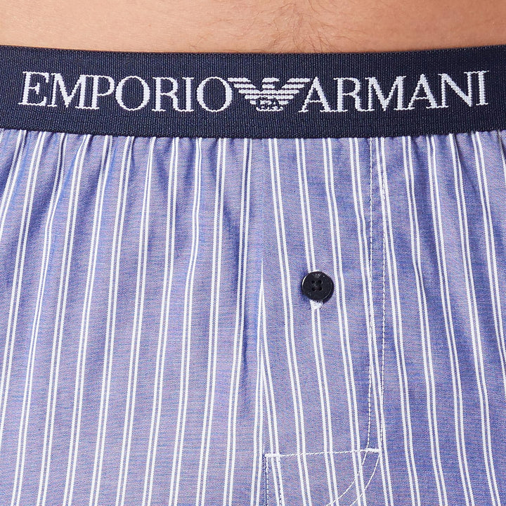 Emporio Armani Underwear Herren Yarn Dyed Woven Pyjama Boxer S Marin Vert. Stripe, S Marin Vert. Str