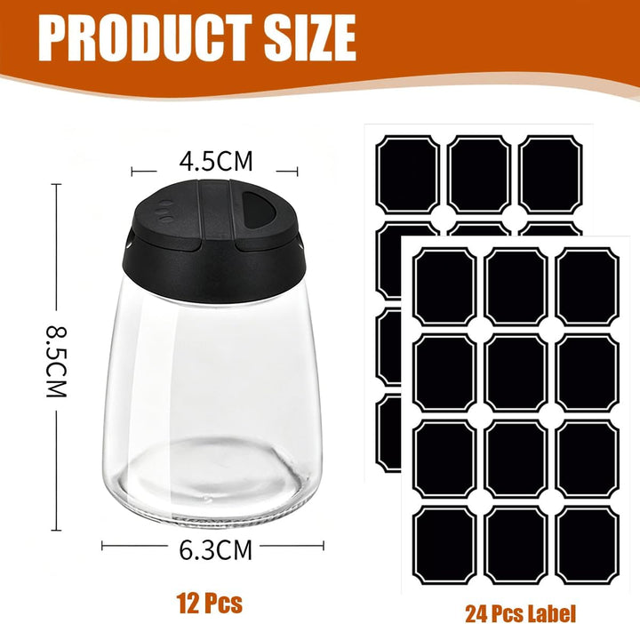 12 Stücke Gewürzgläser Glas mit 24 Gewürzetiketten, 150ml Gewürzgläser Mit Doppeldeckel Gewürzdosen