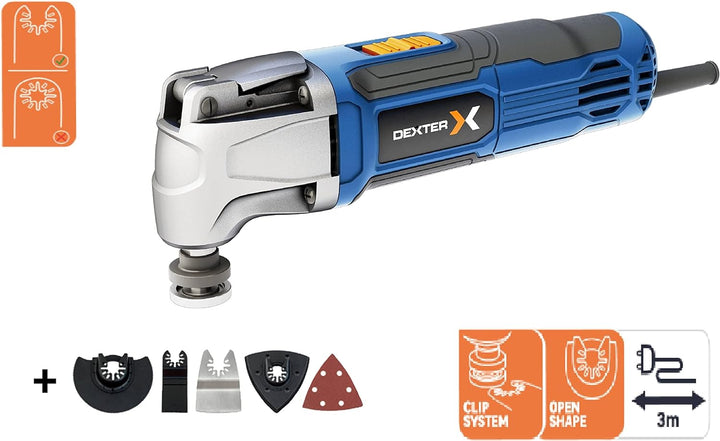 DEXTER - Multifunktions-Werkzeug - 10 mitgelieferte Zubehörteile - 260W - 15000/22000 U/min - mit 6