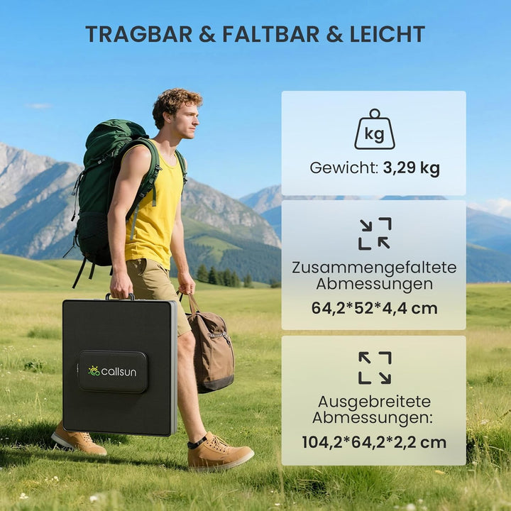 N-Type 16BB 100W Tragbares Bifazial Solarpanel,Callsun Faltbare Monokristallines Solarmodule,Tragbar