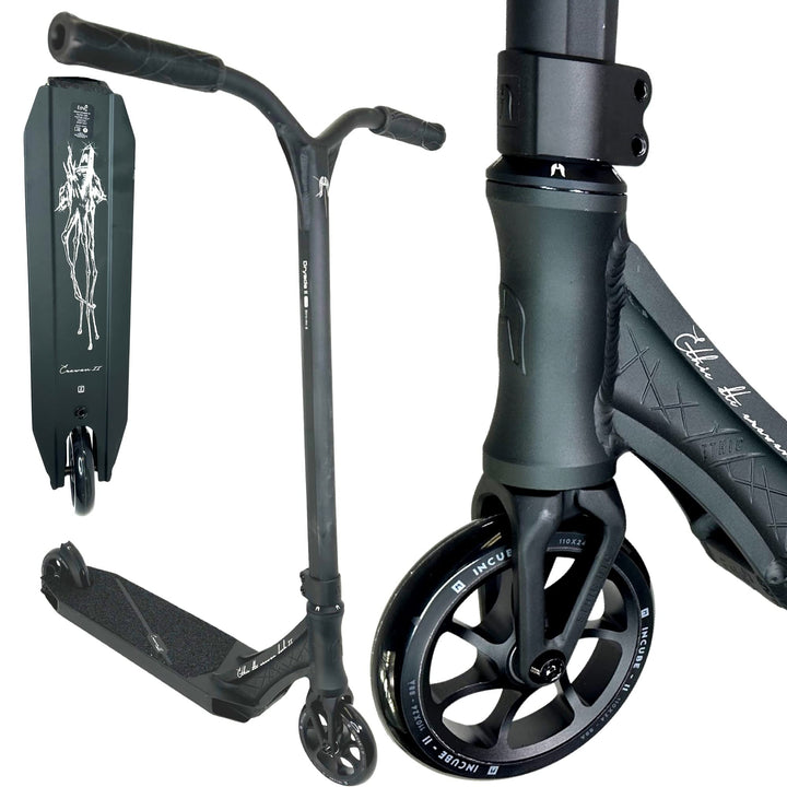 Ethic Erawan Stunt-Scooter komplett H=85cm + Fantic26 Sticker Schwarz, Schwarz