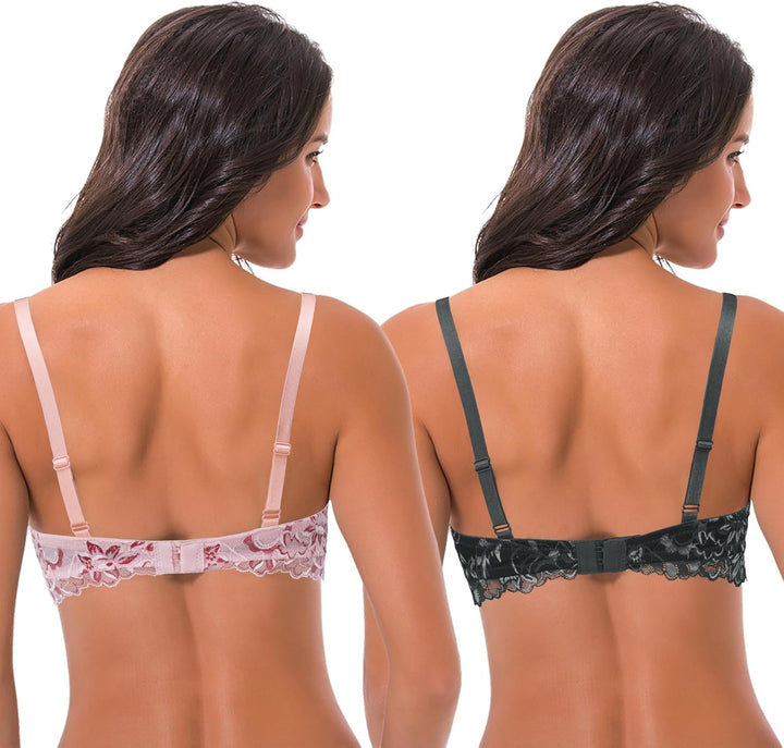 Curve Muse Damen Bügel Übergrösse Hochdrücken Fügen Sie 1 und eine halbe Tasse Spitzen-BHS hinzu 70D