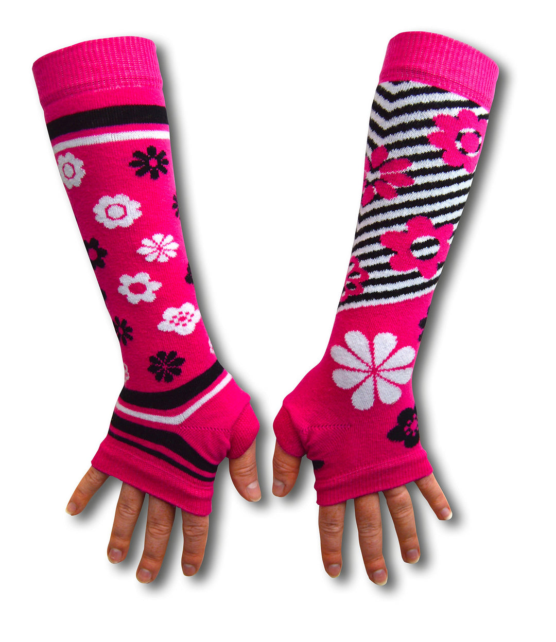 United Oddsocks Mis Match Armstulpen für Damen und Mädchen Rosa Blumen, Rosa Blumen