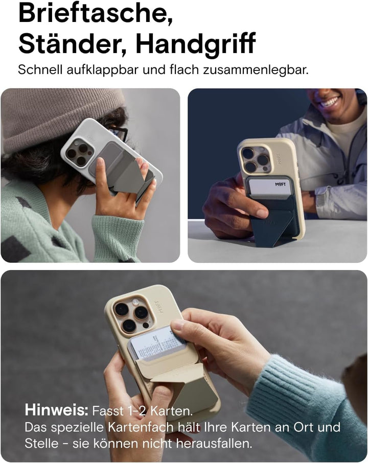 MOFT Magnetischer Handy Wallet Ständer, Veganem Leder Kartenhalter Stand Kompatibel mit Magsafe iPho