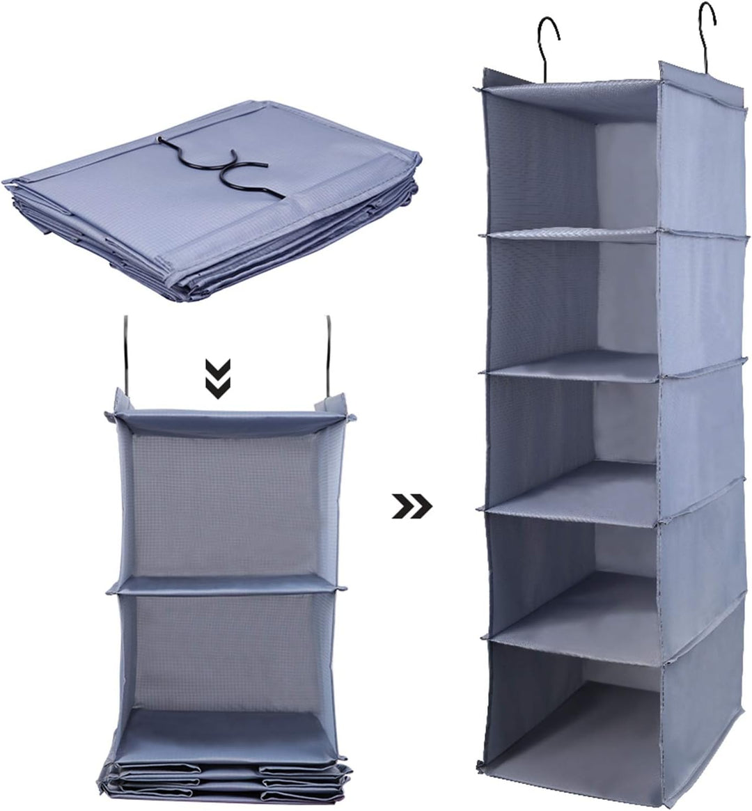 Liesun Wandregal, Hängeregal mit 5 Fächern und 1 Schubladen, Hängeregal, Kleiderschrank, Hängeorgani