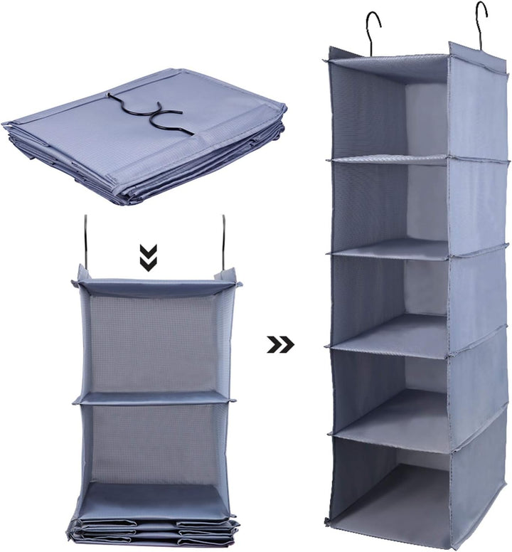 Liesun Wandregal, Hängeregal mit 5 Fächern und 1 Schubladen, Hängeregal, Kleiderschrank, Hängeorgani