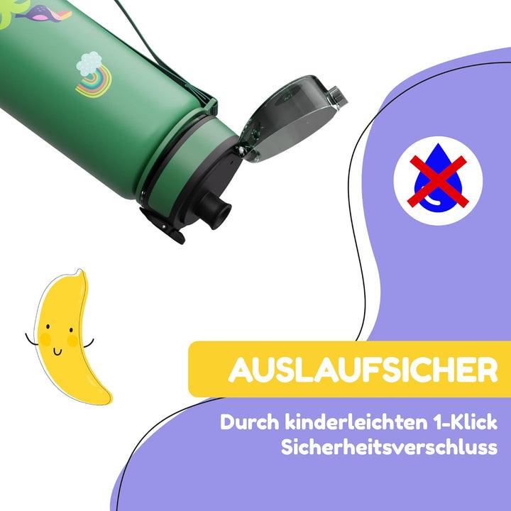 schmatzfatz Trinkflasche Kinder 500ml - Auslaufsicher, BPA-frei, 1-Klick-Verschluss, Tritan, Kinderf