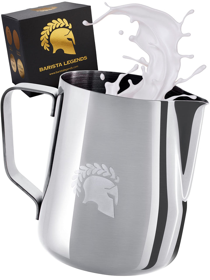 Barista Legends® Milchkännchen Edelstahl 1000ml mit speziellem Latte Art Ausguss - Milchschaumkännch