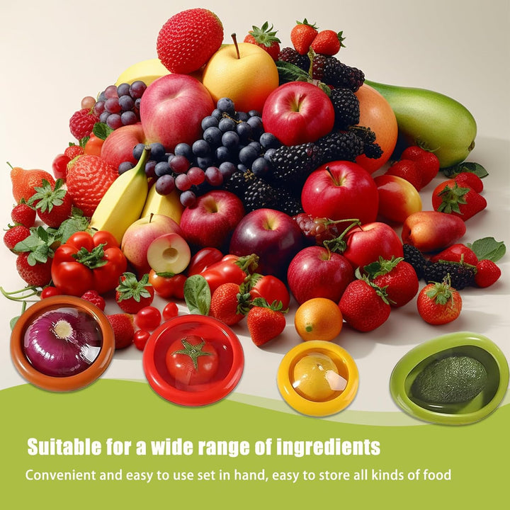 4 Stück Obst-Gemüse-Sparer, Silicone Fruit Storage Containers, Wiederverwendbare Silikon Frischhalte