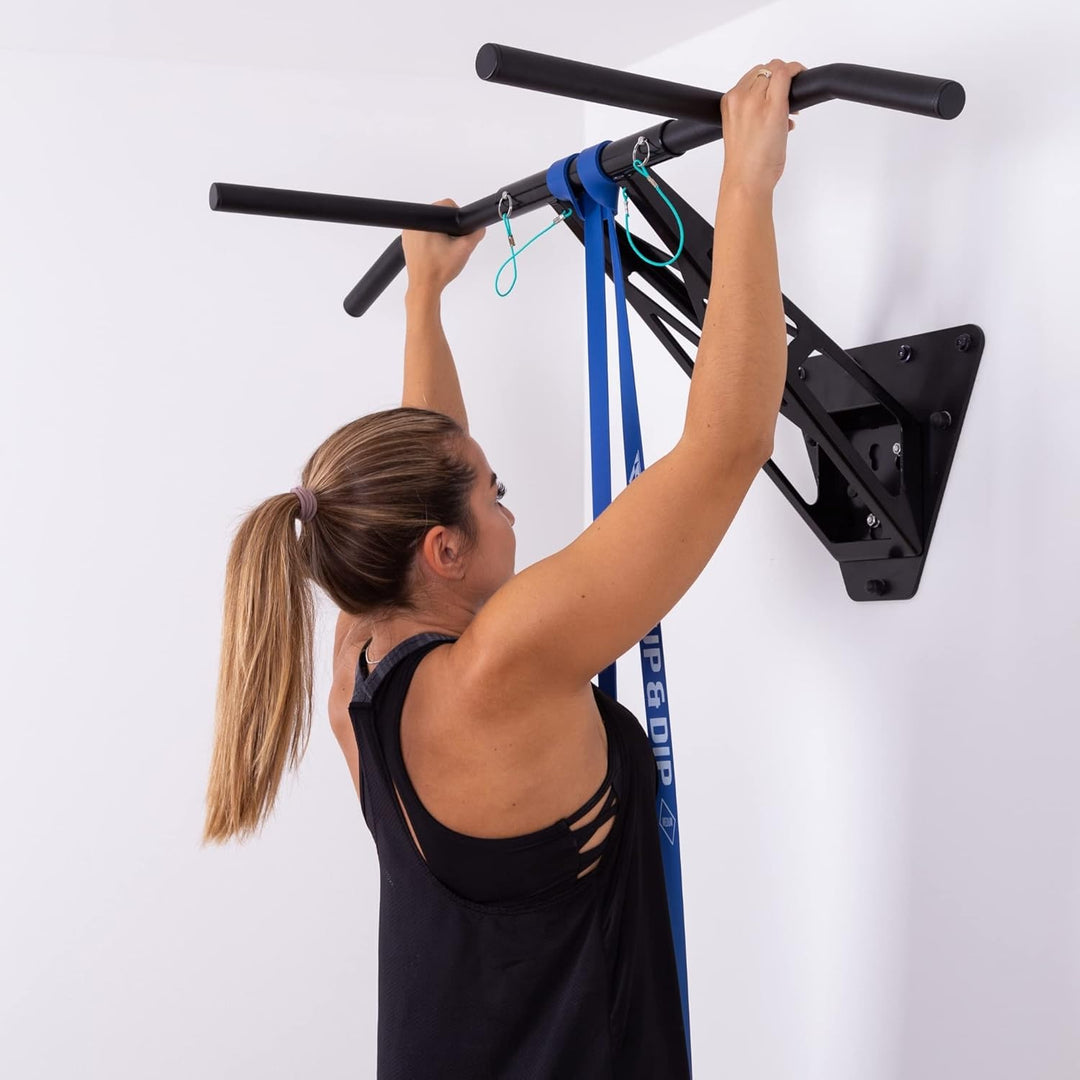 PULLUP & DIP Premium Klimmzugstange und Dip Stange, Mobil für Wand und Befestigung an Baum & Pfosten