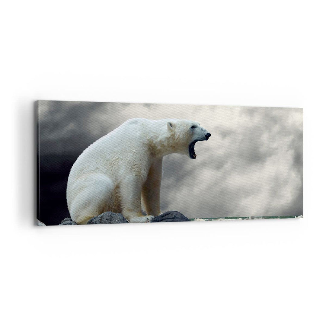 Wandbilder Dekoration Wohnzimmer Bär Tiere Wasser Eis Panorama Bilder auf Leinwand 120x50cm Leinwand