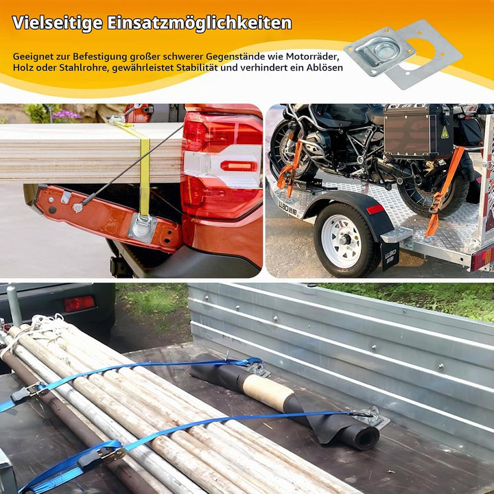 EXLECO 4pcs Zurrösen für Anhänger mit Gegenplatte &amp; Schrauben, Zurrmulden Versenkt Anhängerösen Verz