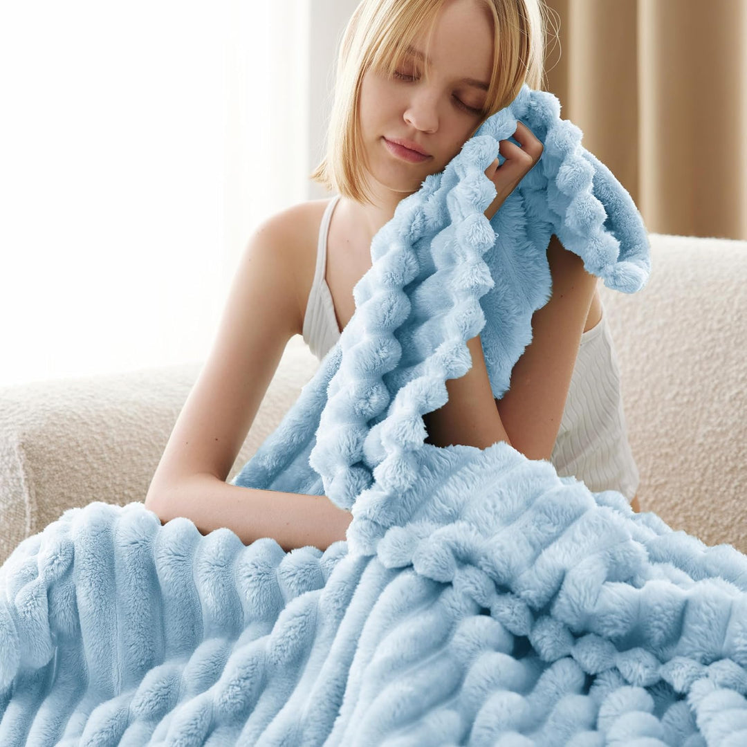 BEDSURE Kuscheldecke Flauschig - Wolldecke & Fleecedecke, Sofadecke, Weiche Warme Grobe Korddecke fü