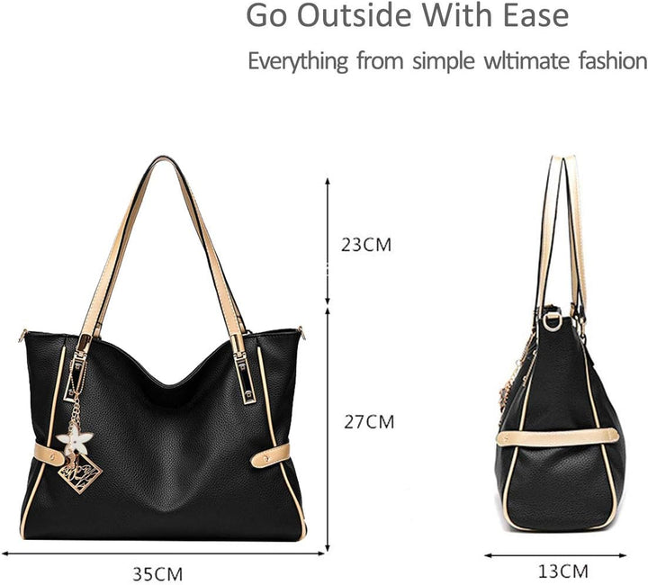 Nicole&Doris Neue Handtasche Damen Schultertasche Henkeltaschen für Frauen Tasche Messenger Bag Blac