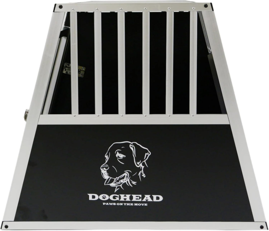 DOGHEAD Hundetransportbox Ecoline, Double 95x75x63 cm DG, Schwarz, Aluminium, Beidseitig Abgeschrägt