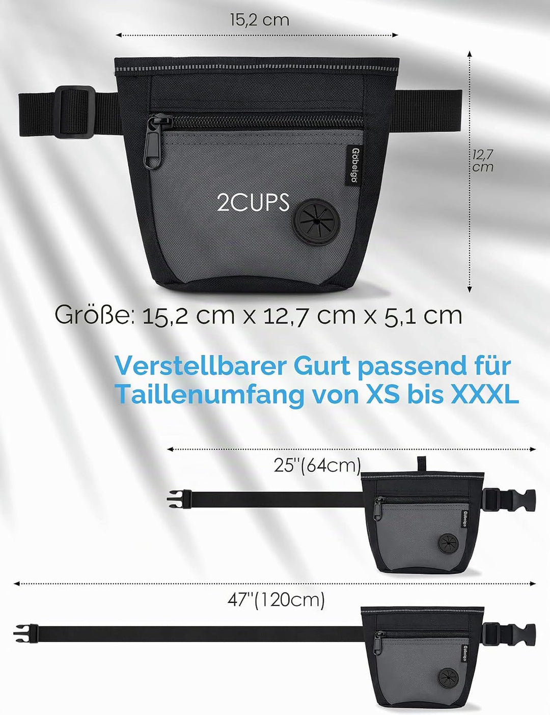 Gobeigo Hunde Leckerlibeutel und Training-Clicker, Zwei magnetische Verschlüsse gegen Verschütten, 2