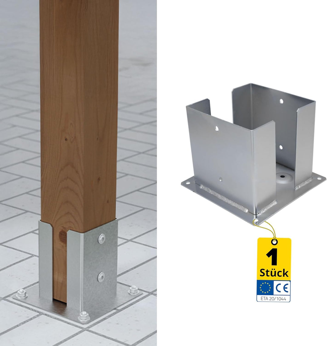 Pfostenträger Aufschrauben - Aufschraubhülse 200x200 - Bodenhülsen für Holzpfosten - Bodenhülse mit