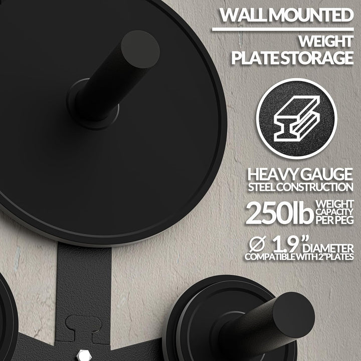 Fitvids Signature Fitness Moderne schwarze Stahllegierung zur Wandmontage, olympische Teller-Aufbewa