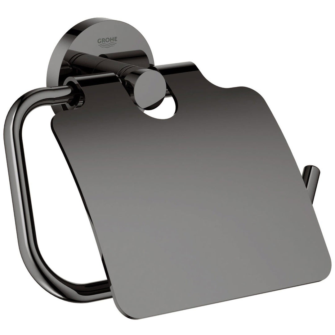 GROHE Essentials - WC-Papierhalter (mit Deckel, geeignet zum Bohren oder Kleben, langlebige Oberfläc