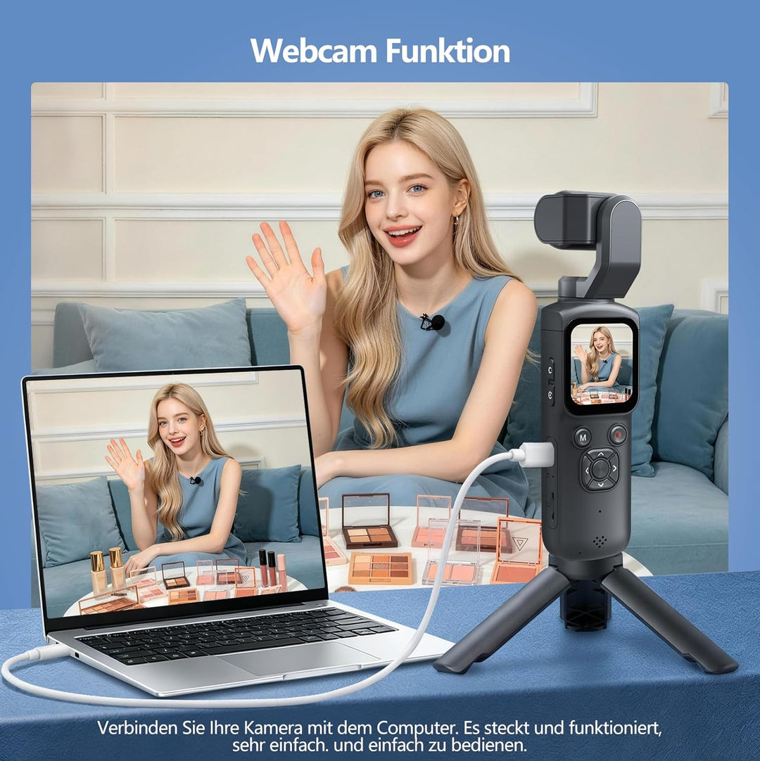 Vlog Kamera 4K, WLAN 75MP Vlogging Kamera, 1.72'' Touchscreen, schnelles Scharfstellen, Gesichtsverf