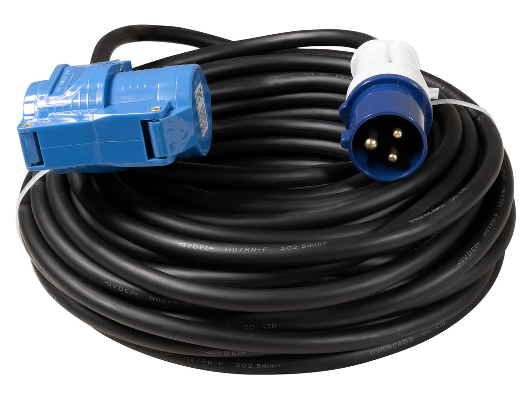 MC POWER - CEE-Verlängerungskabel | 25m H07RNG 3G2,5, 230V, IP44 Starkstrom-Verlängerungskabel für W