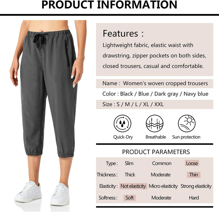 Butrends Damen Leichter Jogger Caprihose Casual Schnell trocknend Hose Workout 3/4 Workout Joggerhos