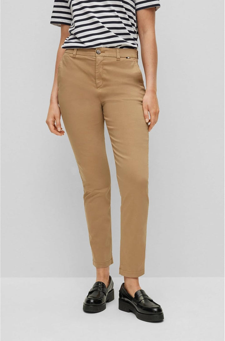 BOSS Damen Trousers 44 Beige, 44 Beige