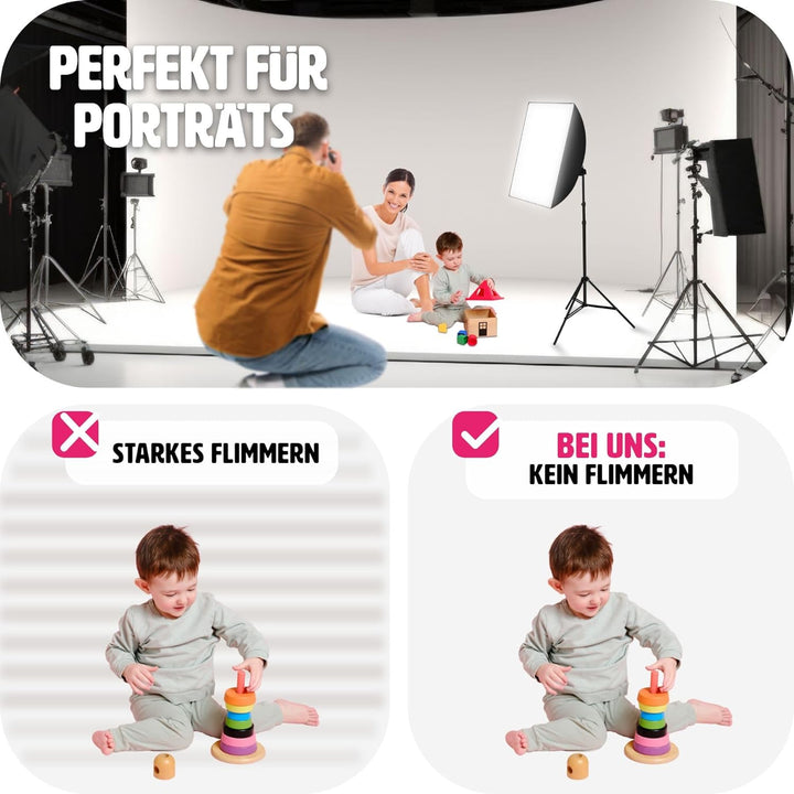 TecTake 800106 Profi Fotostudio Set inkl. Leuchtmittel Softbox, Stativ + Tasche - Diverse Modelle -