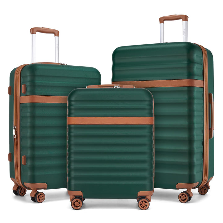 KONO Kofferset 3-teilig Trolley Reisekoffer leicht aus ABS+PC mit 4 Rollen Hartschalenkoffer TSA Sch