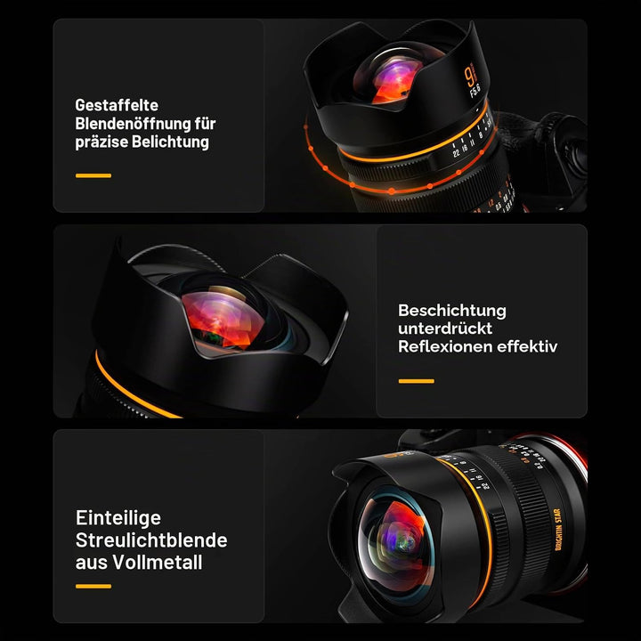 Brightin Star 9 mm F5.6 Full FrameUltra Weitwinkel Manuelles Prime-Objektiv, passend für Canon RF-Mo