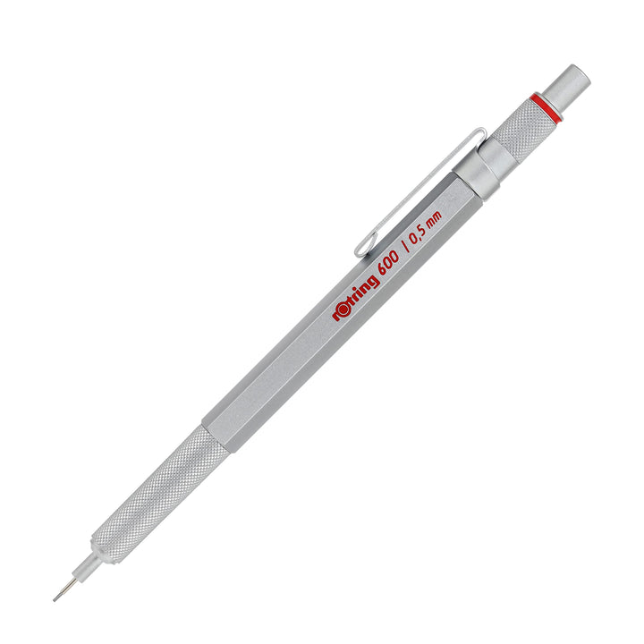 rOtring 600 Druckbleistift | 0,5 mm | Silber | Ergonomisches Vollmetallgehäuse 1 Stück (1er Pack) Me