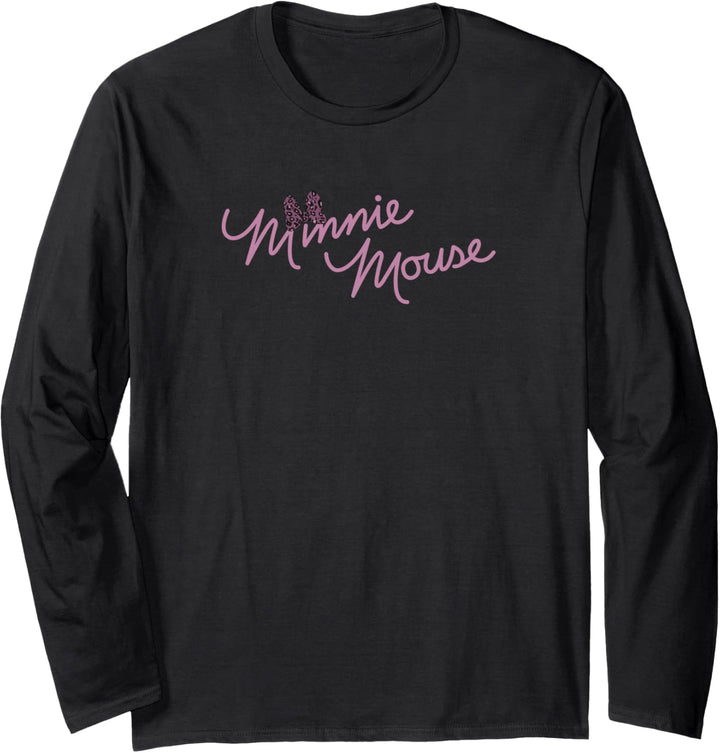Disney Minnie Mouse Script With Cheetah Print Bow Langarmshirt