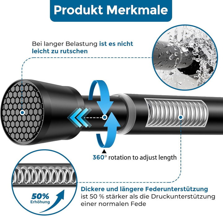 AIZESI 1 Stück Gardinenstange ohne Bohren 105-195cm Teleskopstange Vorhang Verstellbare Gardinenstan