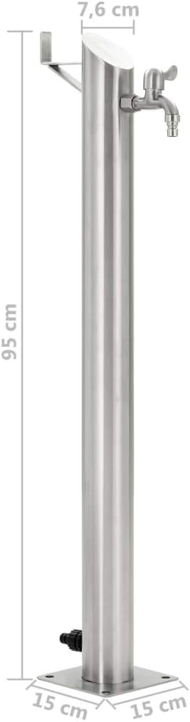 Festnight Garten Wassersäule Edelstahl Rund 95 cm | Wasserzapfsäule