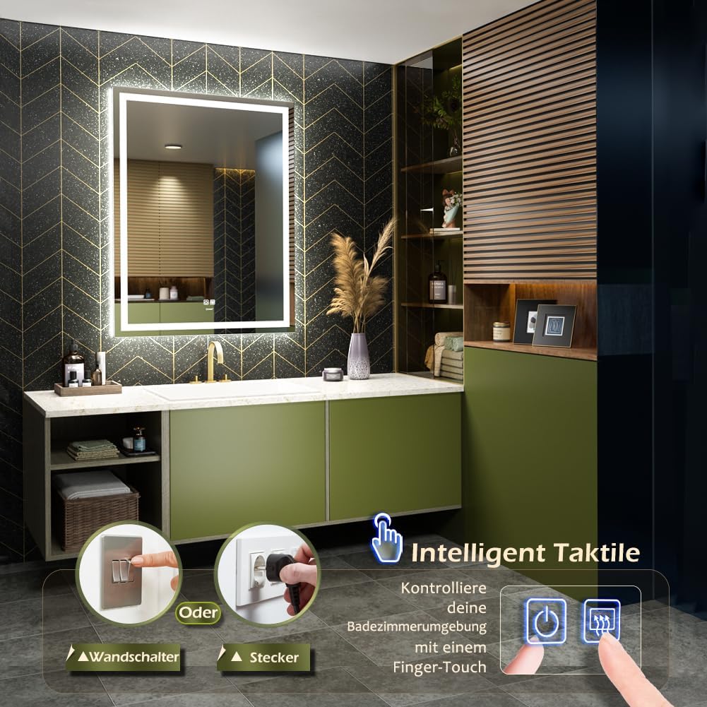 GANPE LED Badezimmer Spiegel, Make-up Eitelkeits Spiegel Wand montiert, 6500K High Lumen LED, Anti N