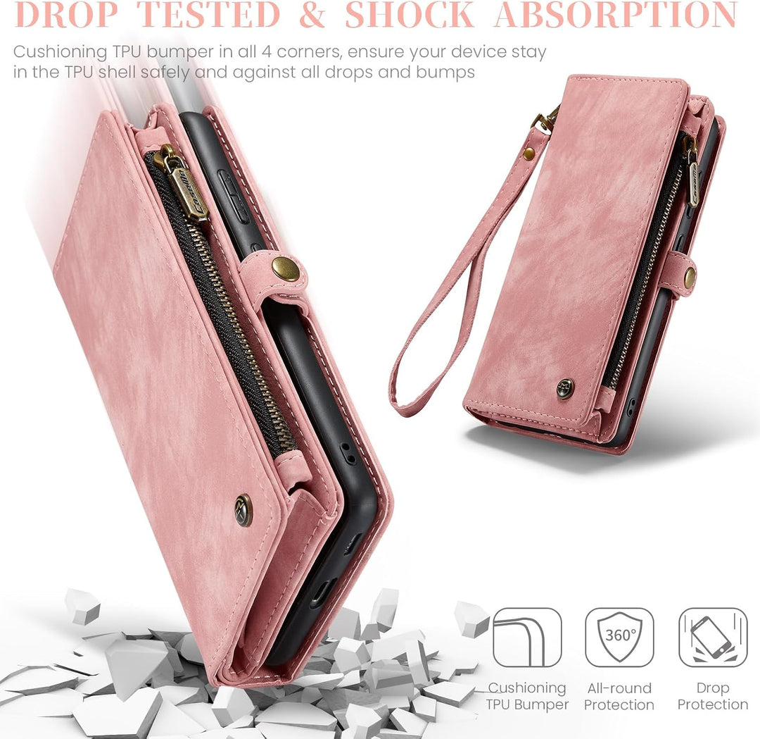 UFinetech für Samsung S23 FE Hülle, Stossfest Kartenfach Magnetisch Abnehmbare Tasche für Samsung Ga