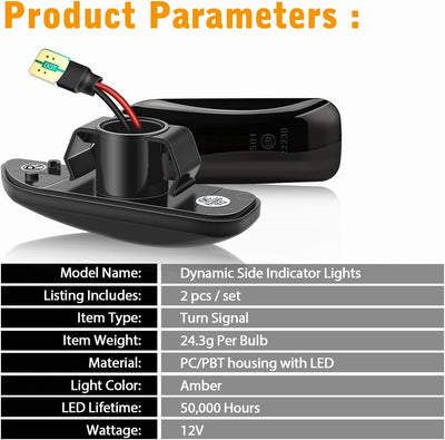 TECTICO Seitenblinker Seitenmarkierungsleuchter Lichtblinker Blinker Kompatibel mit S60 MK1 2001-200