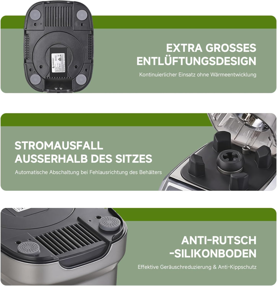 AMZCHEF 2-IN-1 Standmixer mit Zwei Mischbehälter - Blender mixer Hochleistungsmixer 1800 Watt - 1,85