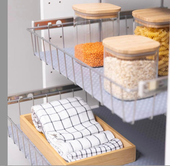 Schrankauszug Teleskopschublade Korb Kombisystem für 40cm Schrank – Premium Schrankauszug Küche zum