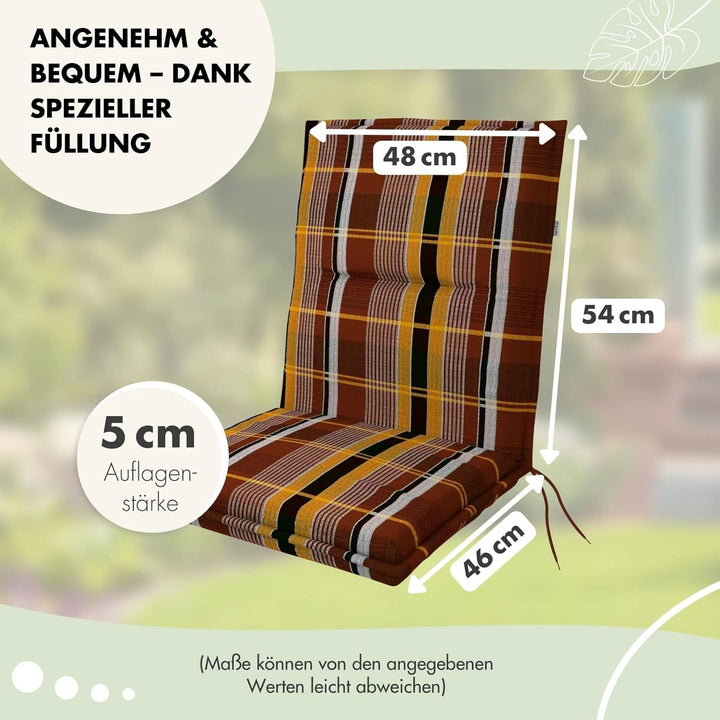 Doppler Auflage für Niederlehner Spot schwarz beige kariert I Gartenstuhl-Polster 100x48x5cm aus Bau